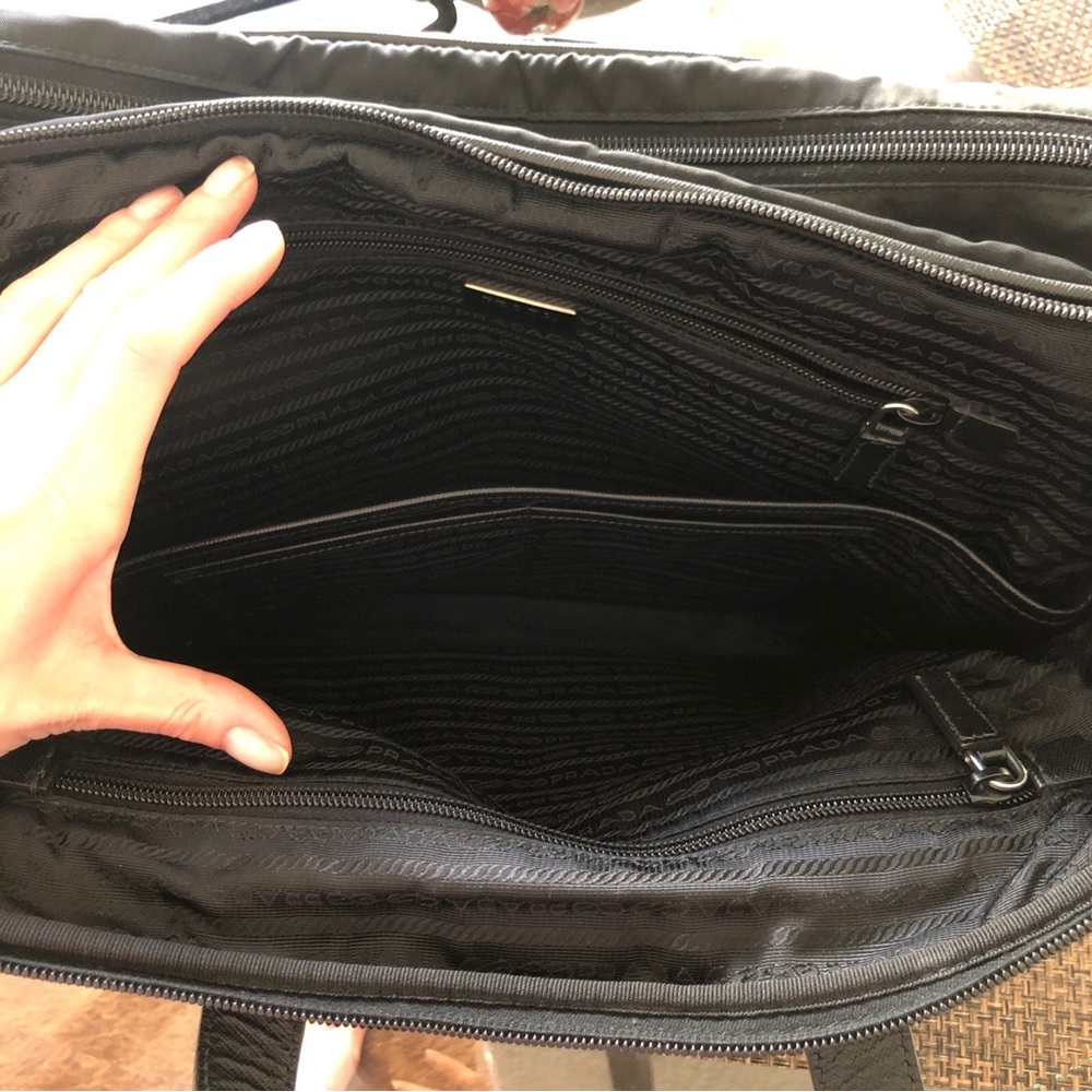 Prada Black re-Nylon saffiano leather Travel Tote Bag - Picture 12 of 15